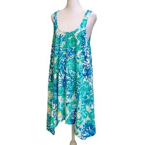 Lilly Pulitzer Monterey Swing Tank Dress In A Pinch Sz S Aqua Blue Pima Cotton